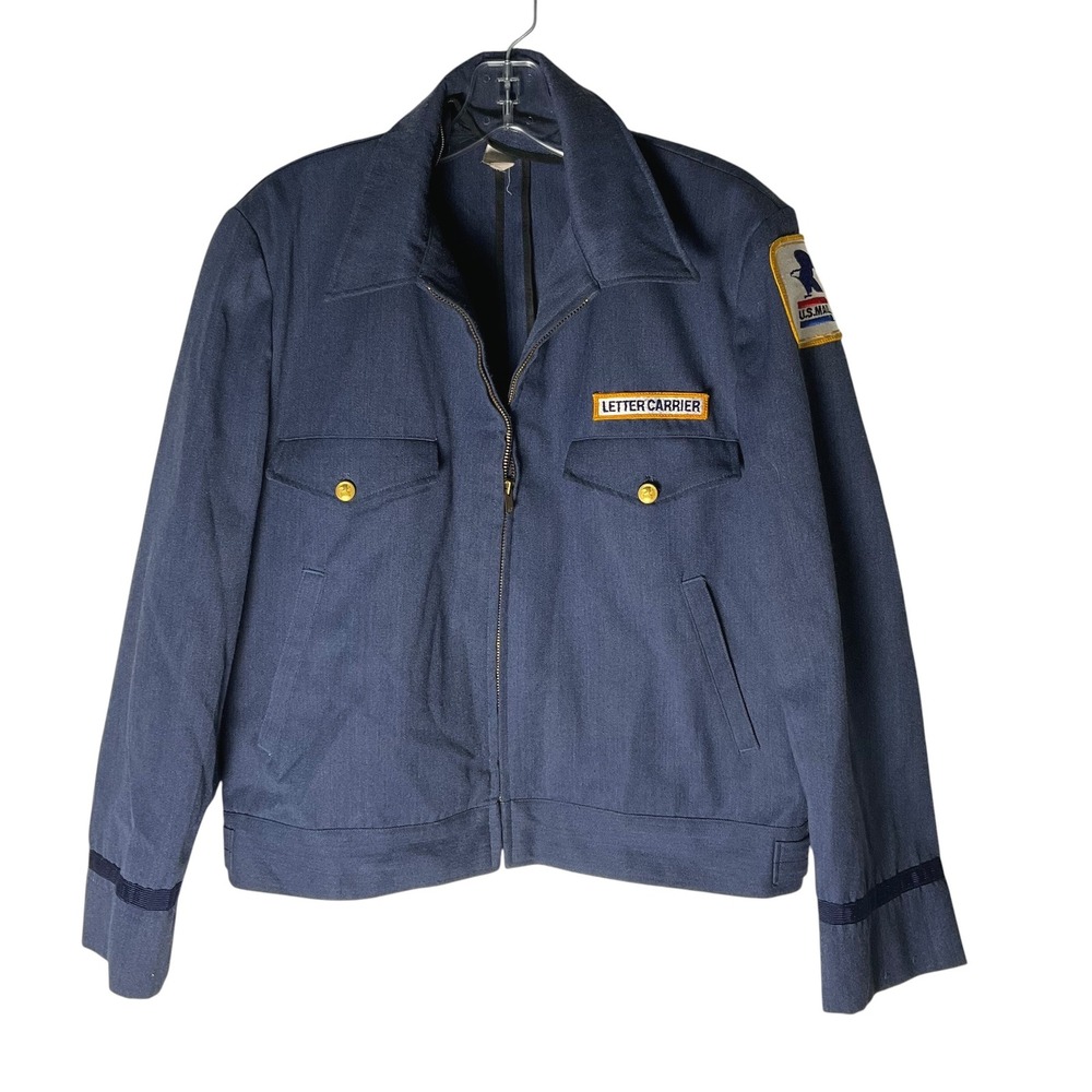 Vintage 1960s-70s USPS Letter Carrier Jacket Patch Postal Uniform Blue Sz 44 Reg
